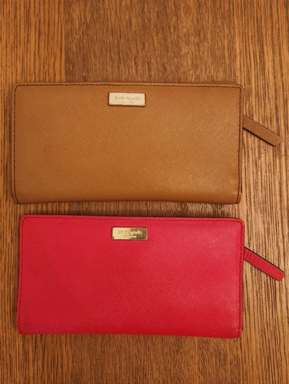 kate spade TWO Saffiano Leather Wallet - Red and Tan Great Condition!!!